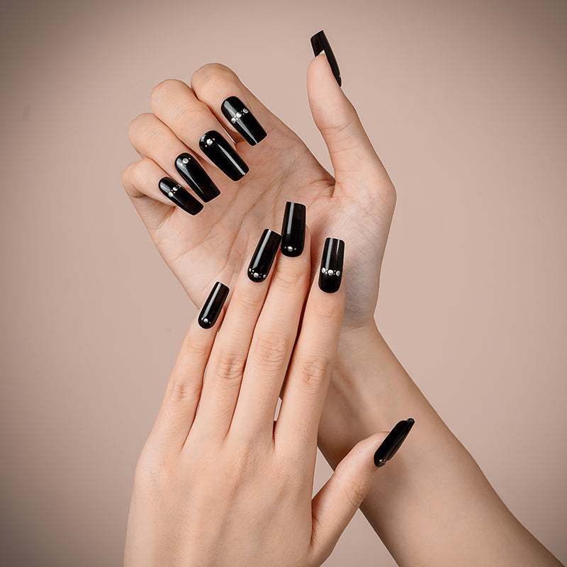 Uñas de Gel Black & Crystals