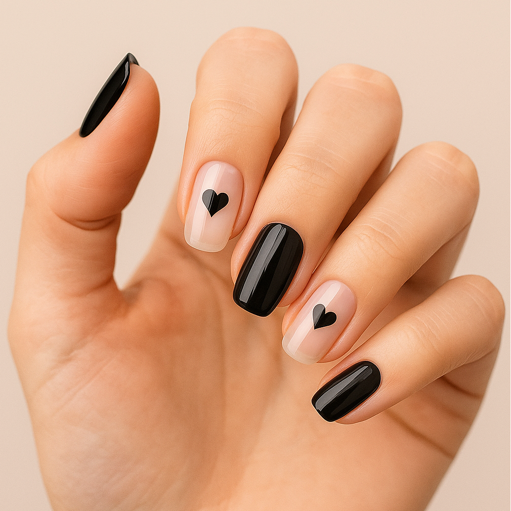 Uñas de Gel Black Hearts